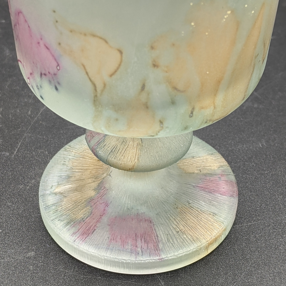 Watercolor Satin Glass Goblets Set From Israel - Picture 6 of 10